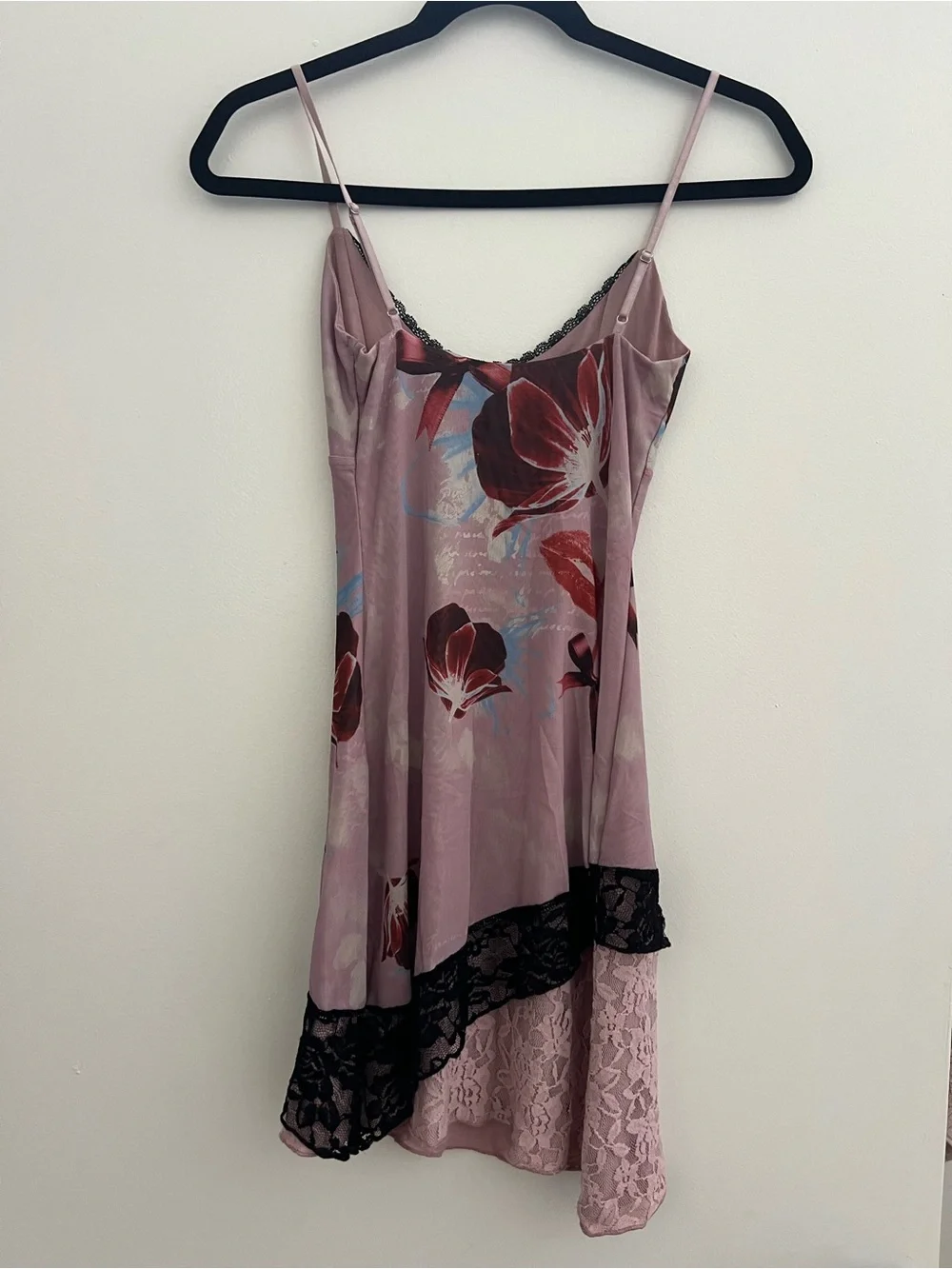 Tiger Mist Pink Floral Mesh Lace Asymmetrical Slip Dress XXS